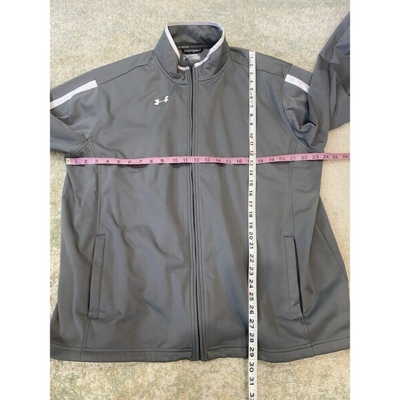 Mens Under Armour Size XL Storm Gray Full Zip Jacket Cold Gear Loose - Picture 4 of 9